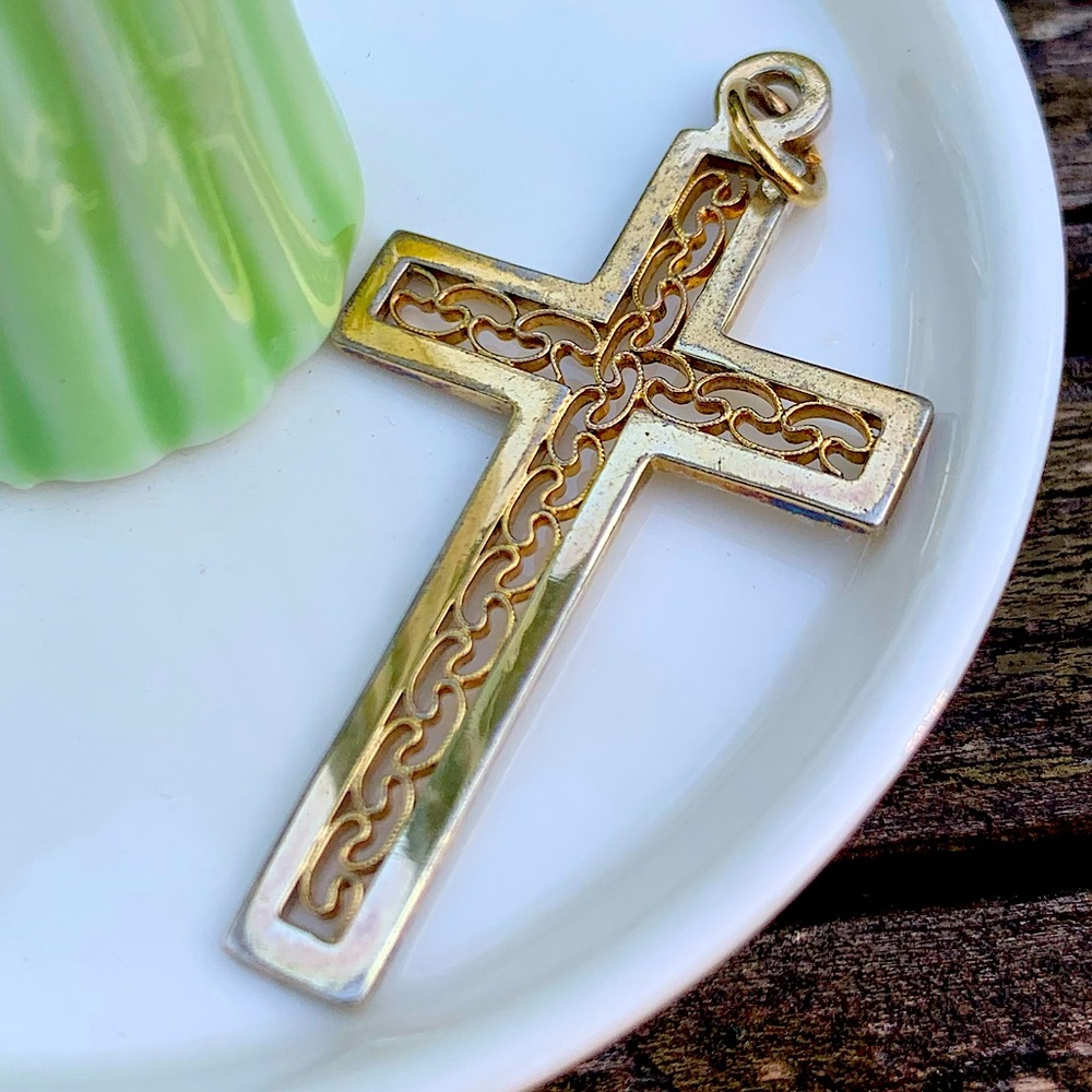 Worn Vintage Sterling Cross Pendant